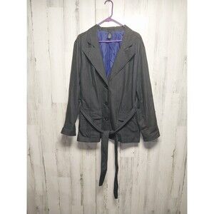 Liz & Me Platinum Collection Black Denim Belted Blazer 2X